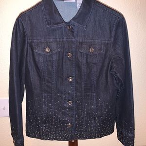 Chico’s Platinum denim bling jacket